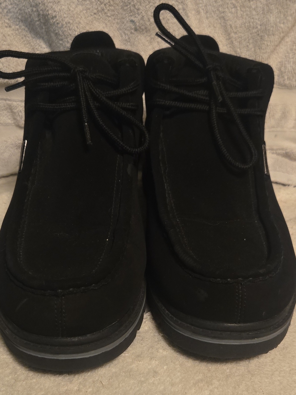Men's Lugz Black Suede-Like Lace-Up Casual Boots Size 10